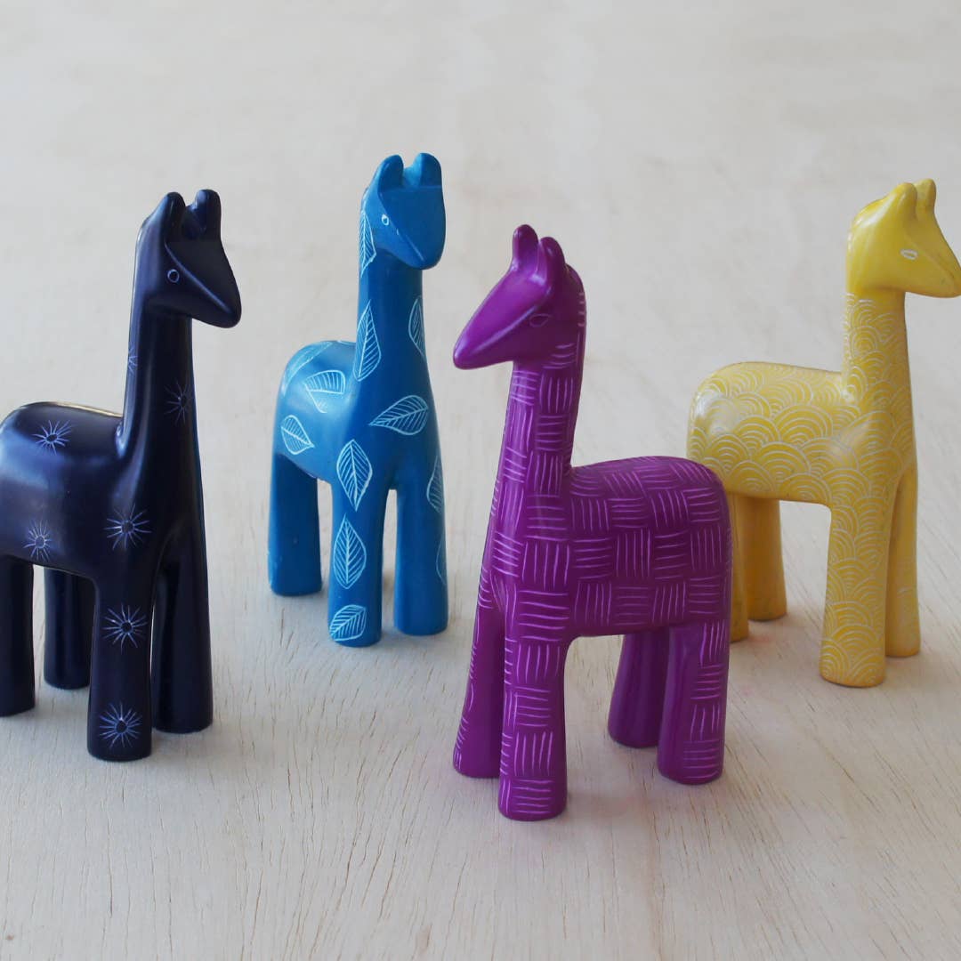 Handmade Stone Llama Figurine from Kenya: Pink