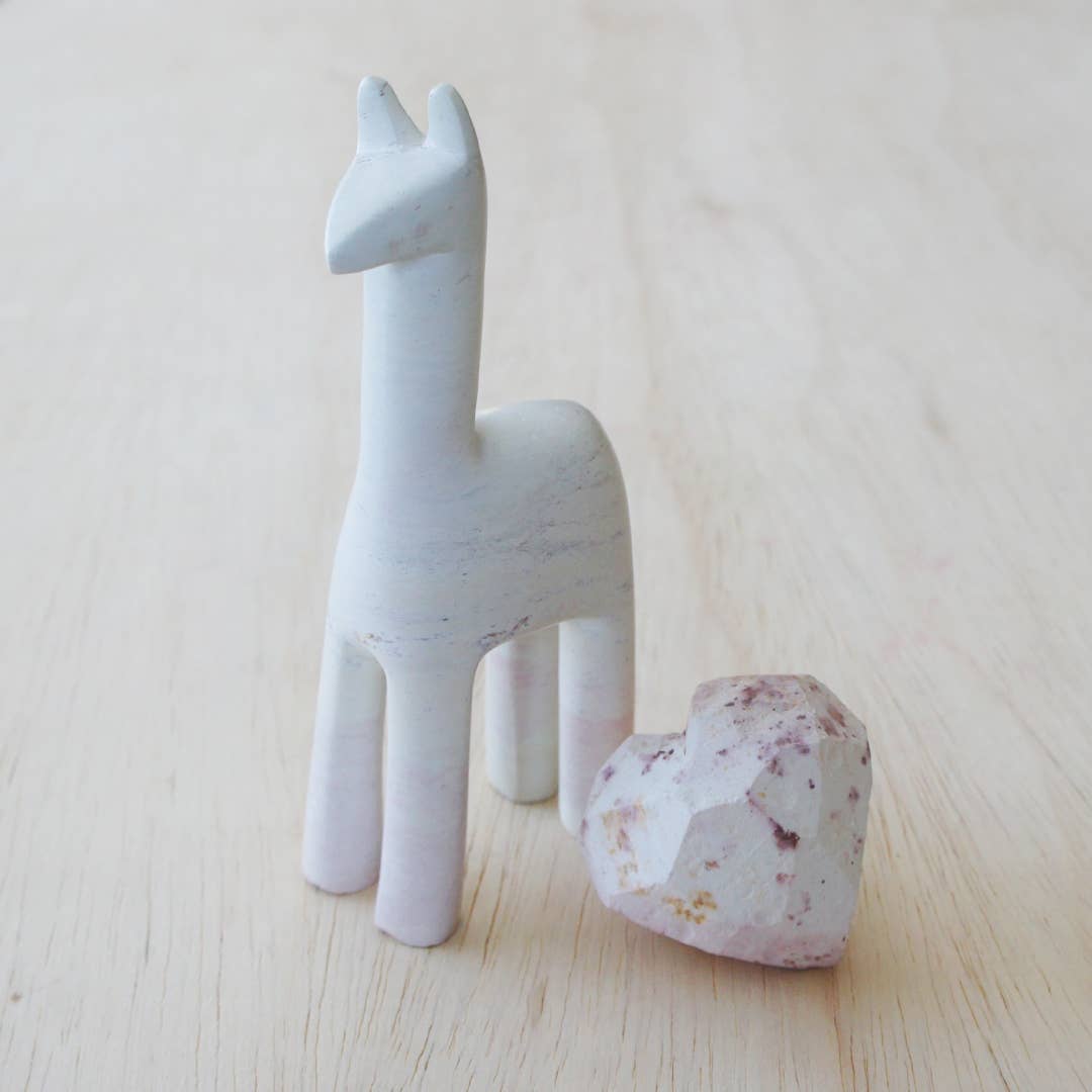 Handmade Stone Llama Figurine from Kenya: Pink