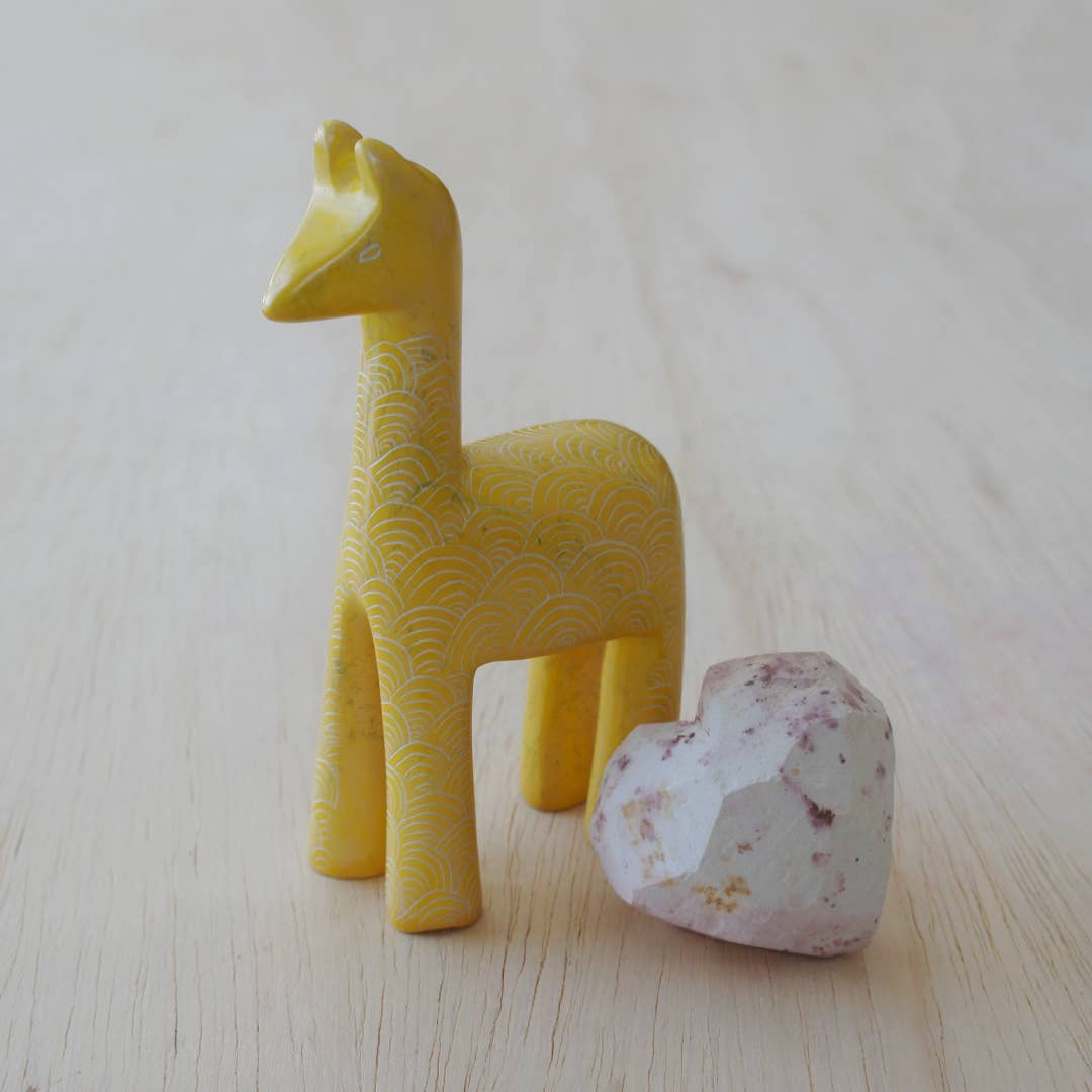 Handmade Stone Llama Figurine from Kenya: Pink