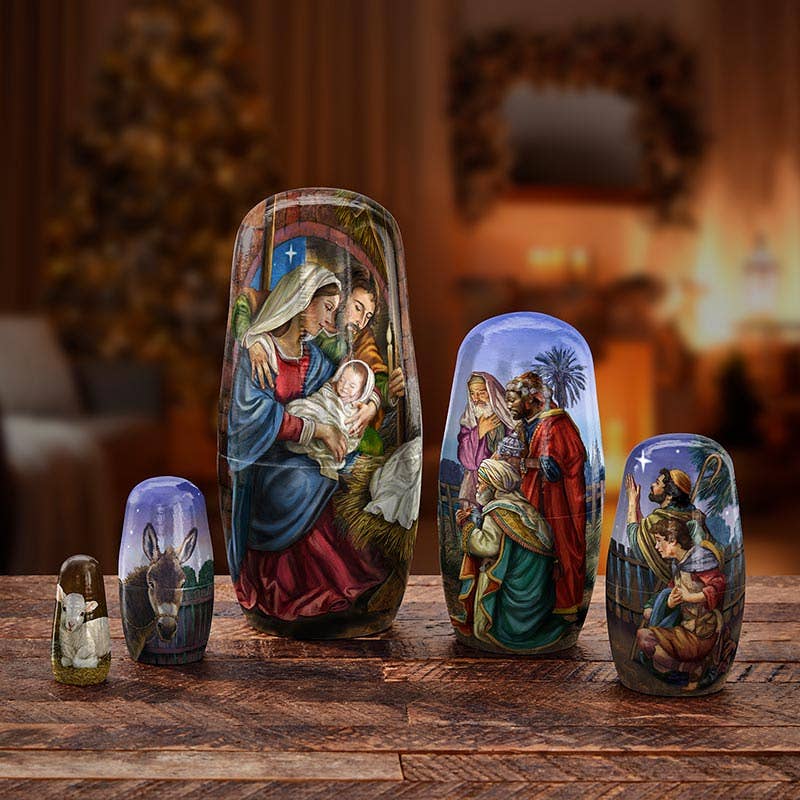 5 Piece Nativty Nesting Dolls Set