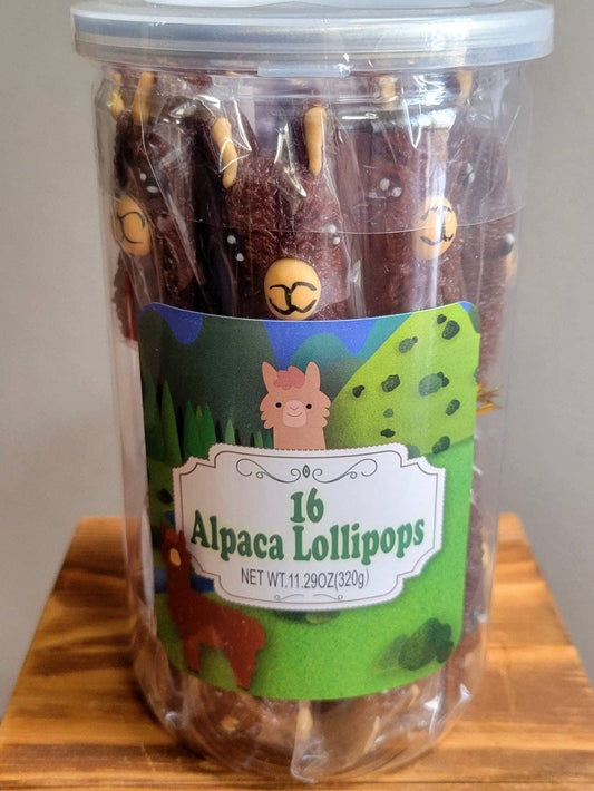 Alpaca Watching Lollipops: Chocolate - Jar of 16