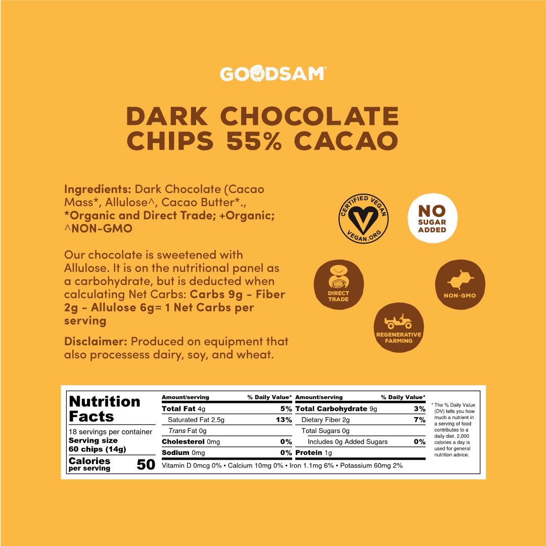 55% Chocolate Baking Chips, No Sugar Added