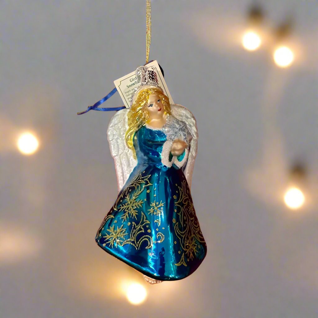 Glistening Snowflake Angel Ornament