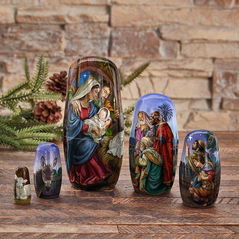 5 Piece Nativty Nesting Dolls Set